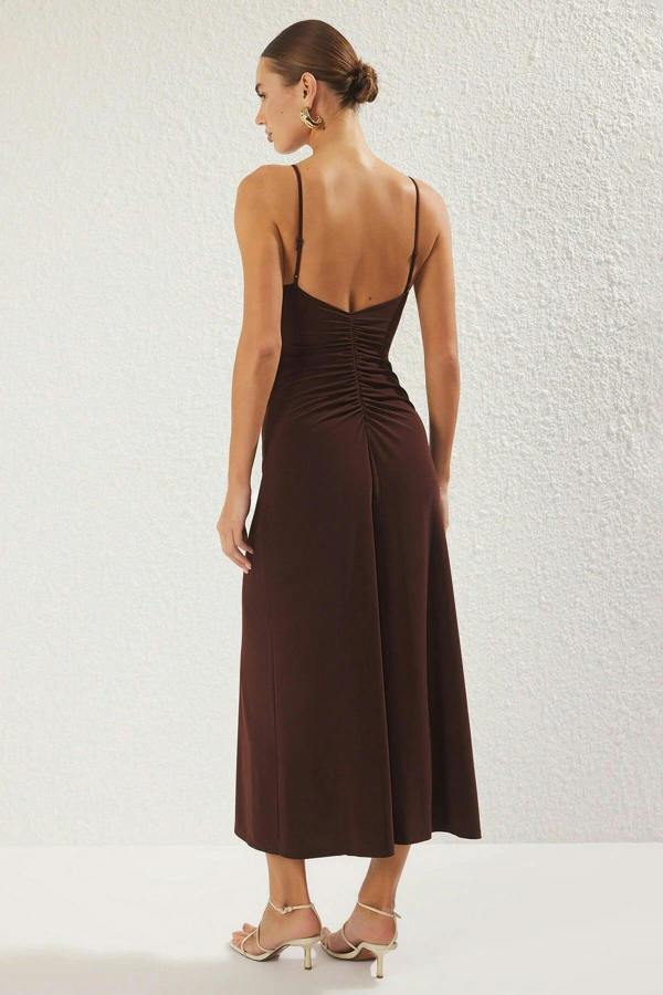 WOVCOR Strappy Backless A-line Maxi Knit Dress