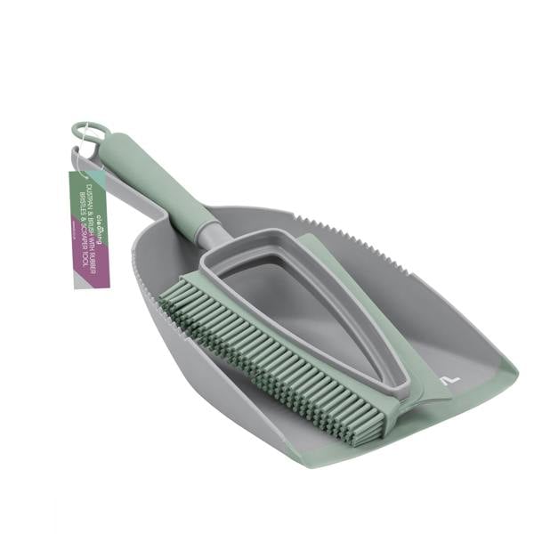 JVL Rubber Dust Pan And Brush - Grey