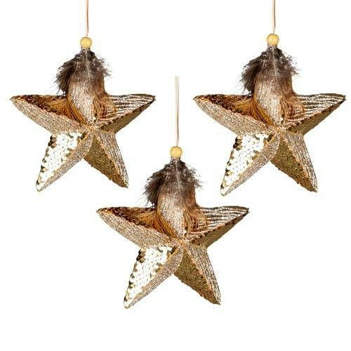 15cm Gold Sequin Star Hanging Christmas Decoration for Trees, Wreaths and Garlands with Easy-Fit Loop image 4