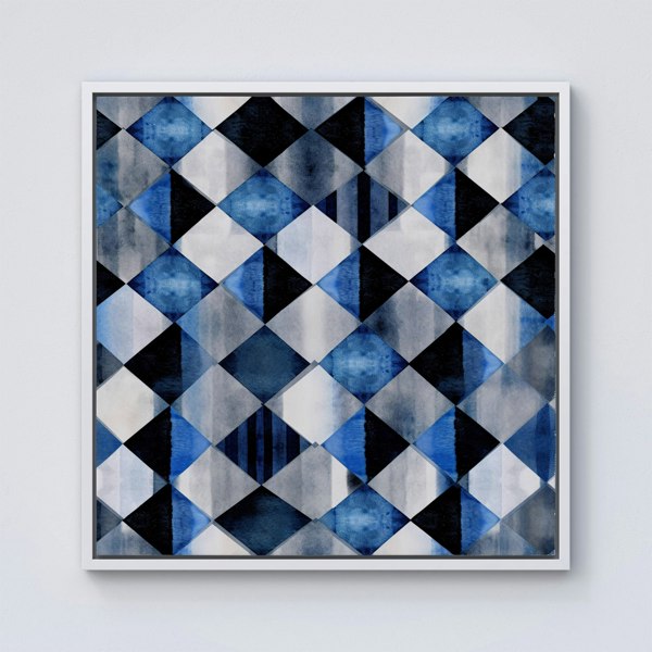 Warren Reed Square Checkered Pattern Framed Canvas