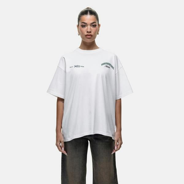 Good For Nothing White Graphic Back Print Oversized T-shirt - White Image 1