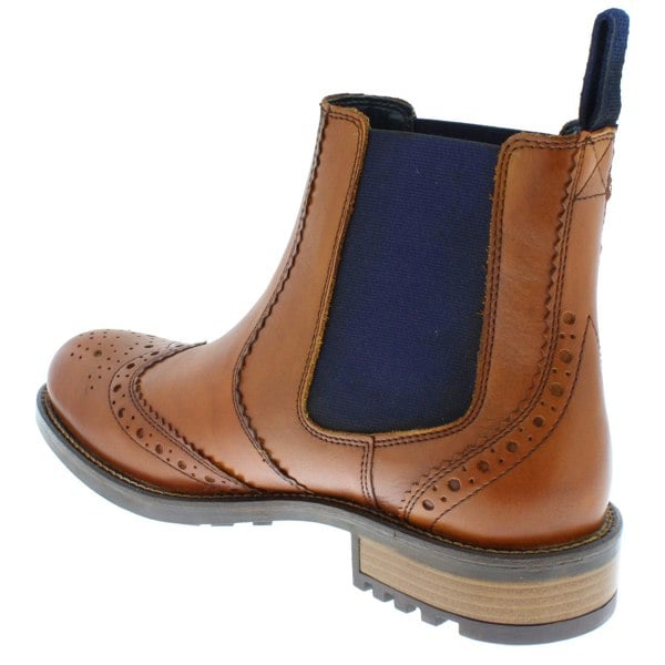 Frank James Fulham Cleated Leather Pull On Brogue Mens Chelsea Boots