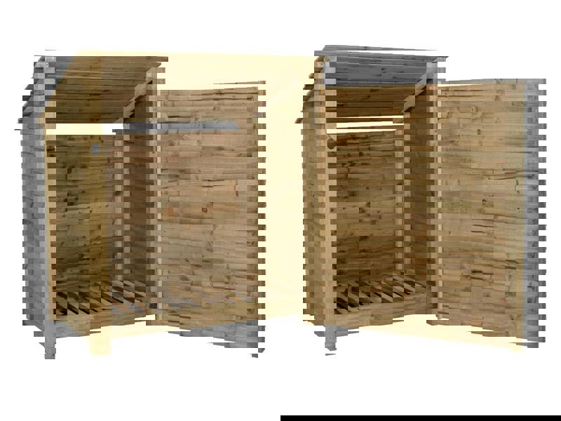 Arbor Garden Solutions Wooden Log Store (Roof Sloping Back) with Door W-119cm, H-126cm Or 180cm, D-88cm