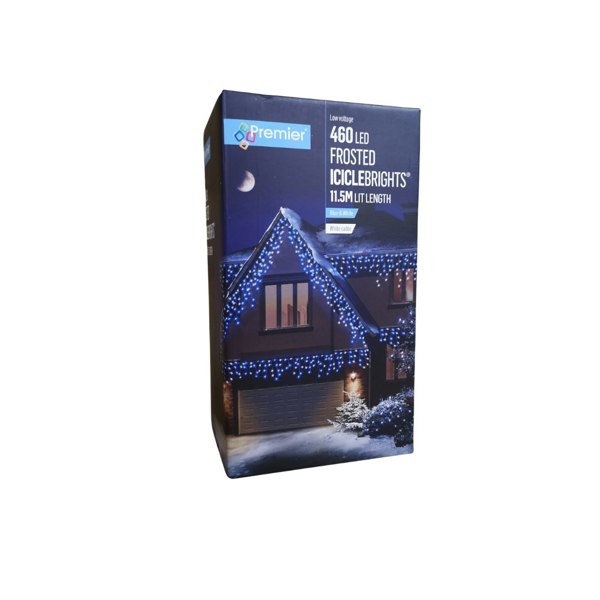 Samuel Alexander 460 LED 11.5m Premier Christmas Outdoor 8 Function Icicle Lights Blue & White