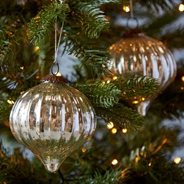 Paper High Set of 2 Large Silver Antique Effect Recycled Glass Baubles