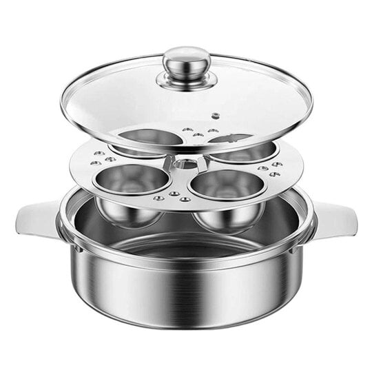 Havendro Stainless Steel Poached Egg Maker Pot Egg Poacher with 4x Bowls