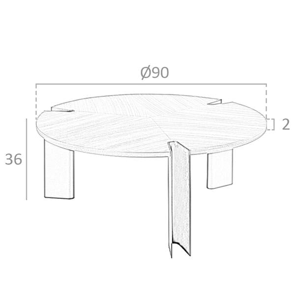Angel Cerdá Round Coffee Table Walnut and Black Steel 2113