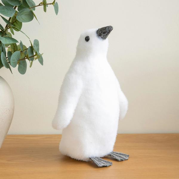 Samuel Alexander 26cm Freestanding Flocked Christmas Penguin Decoration