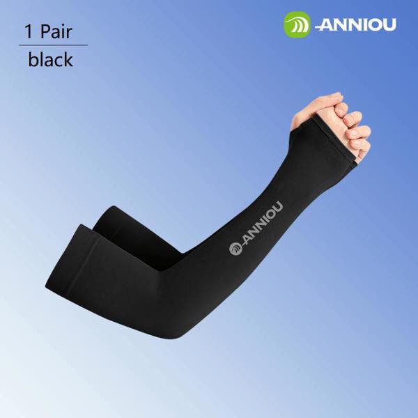 Anniou Wholesale Antibacterial Uv Knitted Arm Sleeves - F - Black