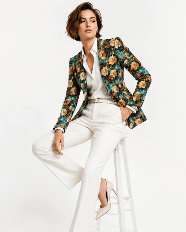 Aqua Renaissance Rose Print Blazer - Claudio Lugli Shirts