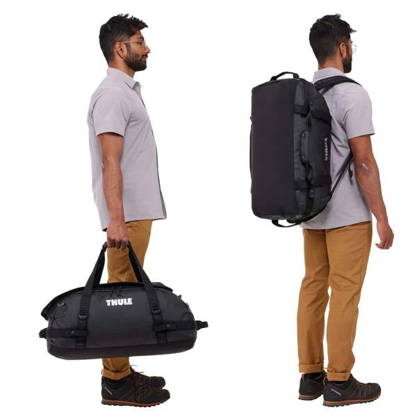 Thule Chasm 40L Duffel Bag Black Travel Gym Luggage Backpack Recycled