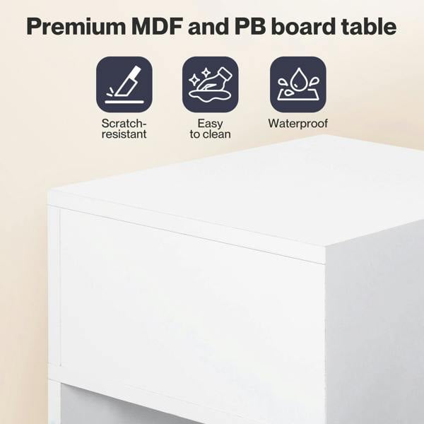 Levede Bedside Table Cabinet  Narrow Slim Side Cabinet White Drawer Open Shelf