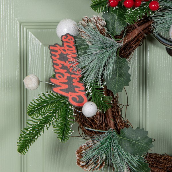 Samuel Alexander 40cm Candy Swirls Christmas Wreath with Pinecones Red Berries and Candy Canes