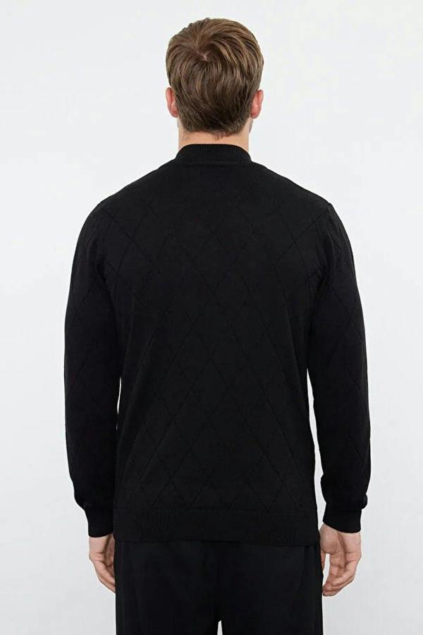 WOVCOR Slim Fit Half Turtleneck Zippered Collar Knit Men's Sweater