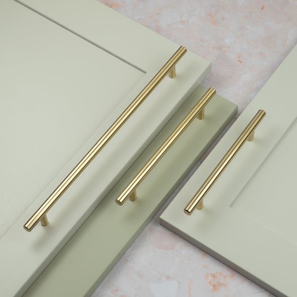 Handle & Home Satin Brass T-Bar Handles & Coordinating T-Bar Knob