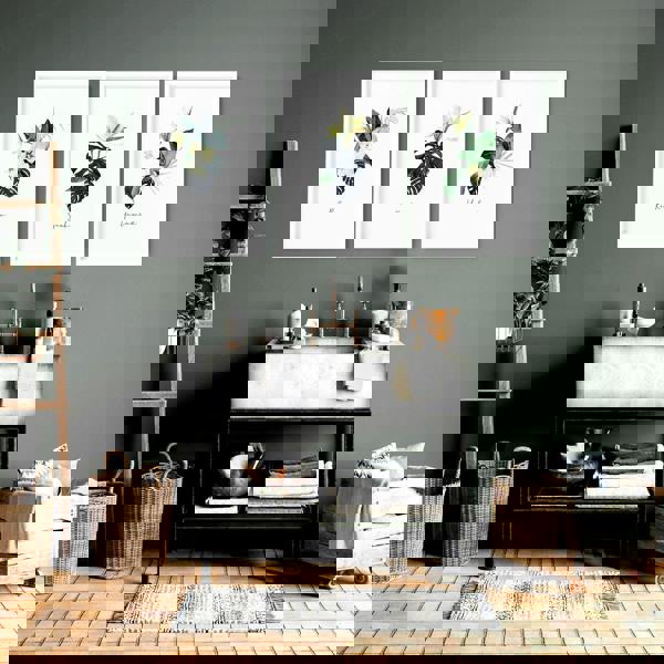 Decoration for bathroom walls | Set of 3 Tropical wall art