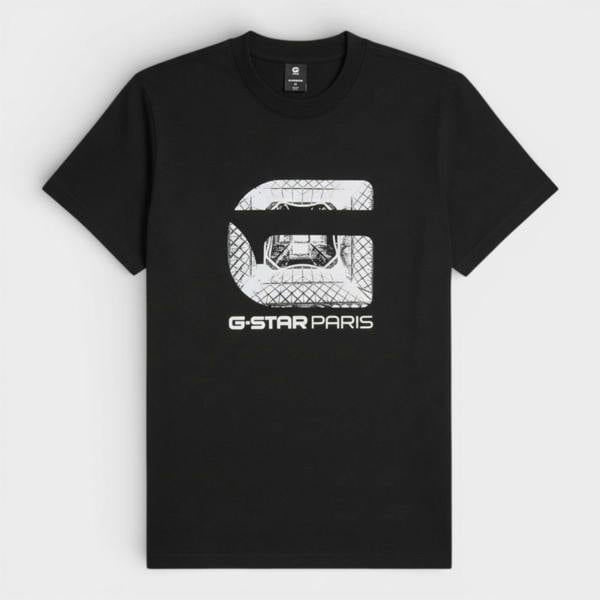 G-Star Logo Paris T-Shirt Black White
