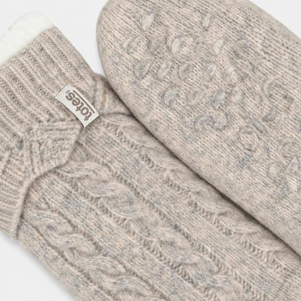 Totes TEXTURE SLIPPER SOCKS Slipper Socks Slipper Socks   in  Cream