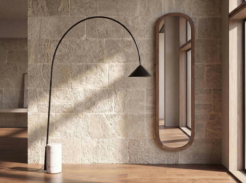 Angel Cerdá Black steel floor lamp with porcelain marble base 8104