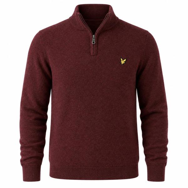 Lyle & Scott Lambswool Blend Quarter Zip Jumper Beetroot Marl