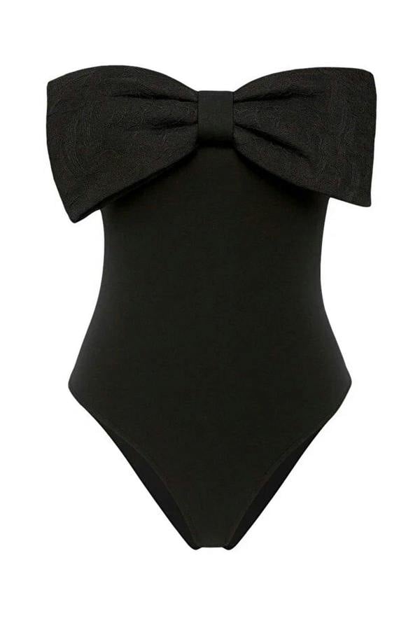 WOVCOR Strapless Bow-Tie Knit Stylish Bodysuit