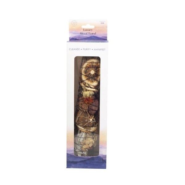 Serano 9in Ritual Wand Smudge Stick with Rosemary, Palo Santo and Red Jasper