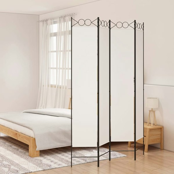 Berkfield 4-Panel Room Divider White 160x220 cm Fabric