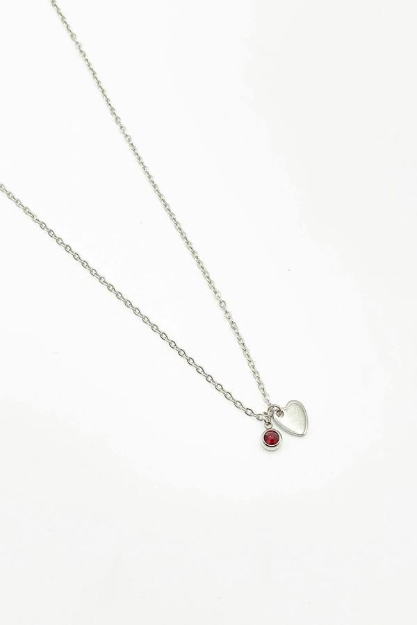 SVNX Mini Heart & Janurary Birthstone Necklace in Silver - Gift Boxed