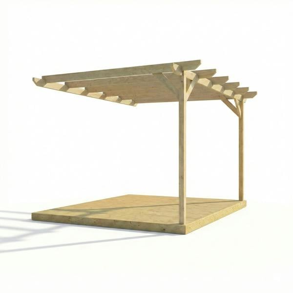 Arbor Garden Solutions Wall Mounted Pergola and Decking Kit Chamfered Design
