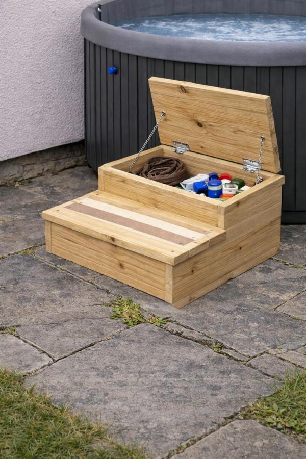 Garden Troughs and Planters Decking Storage Steps with non slip tape, ideal Hot Tubs, Caravans, Kids Pools, Pets
