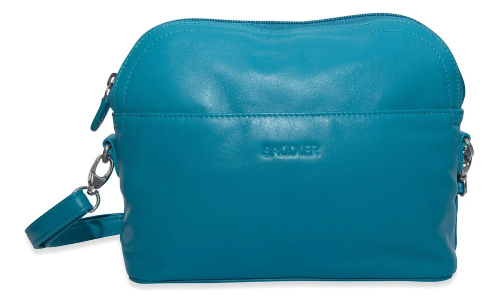 SADDLER BROOKLYN Leather Zip Top Handbag - Adjustable  Shoulder Strap, Multiple Pockets - RFID Protected - Teal