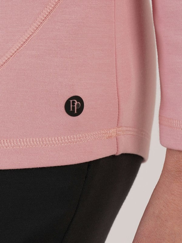 PennyPlain Athleisure Contour Ease Zip Neck Top - Dusk