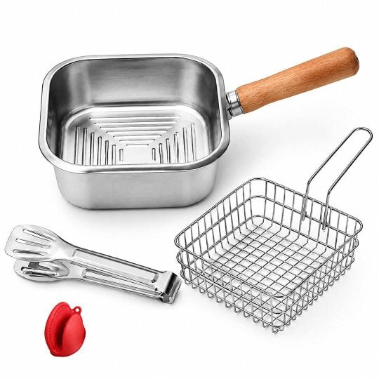 Havendro Stainless Steel Chip Pan Deep Cook Fryer Pot Frying Basket Kitchen Cookware