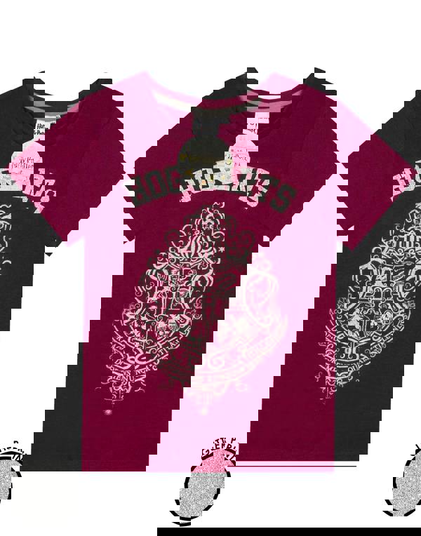 Harry Potter Girls Purple Hogwarts Crest Short Sleeve Short Leg Pyjama Set