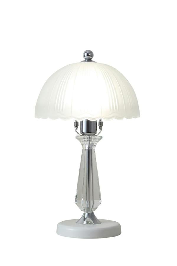 Living and Home Crystal Table Lamp with Scalloped Lampshade