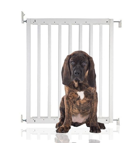 Bettacare Chunky Wooden Screw Fit Dog Gate, 63.5cm - 105.5cm, White, Wooden Dog Gate Gate, Screw Fit Pet Stair Gate, Puppy Gate