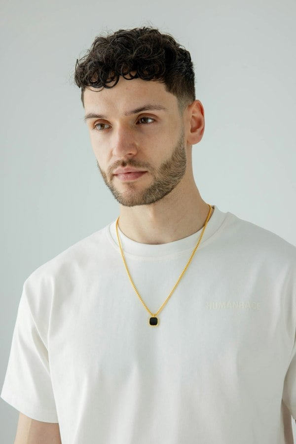 SVNX Gold Chain with Black Pendant