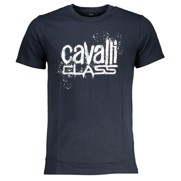 Cavalli Class Paint Splatter Logo Navy Blue T-Shirt l