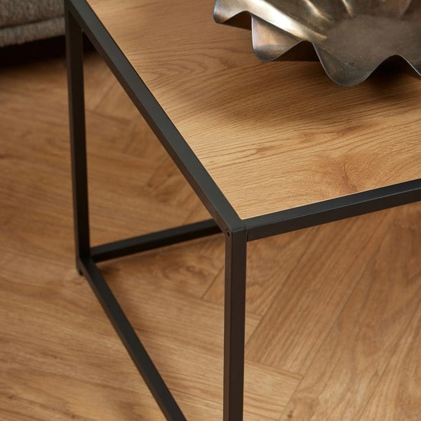 Furniture To Go Seaford Black Metal Coffee Table with Oak Top