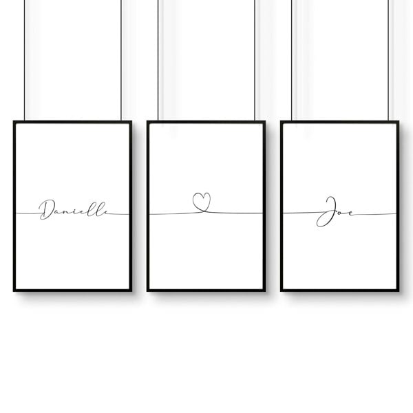 Customized valentines gift | set of 3 Bedroom wall art