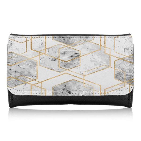 Benjamin Tate Design Geometric Marble Pattern With Gold Glitter Maxi Purse