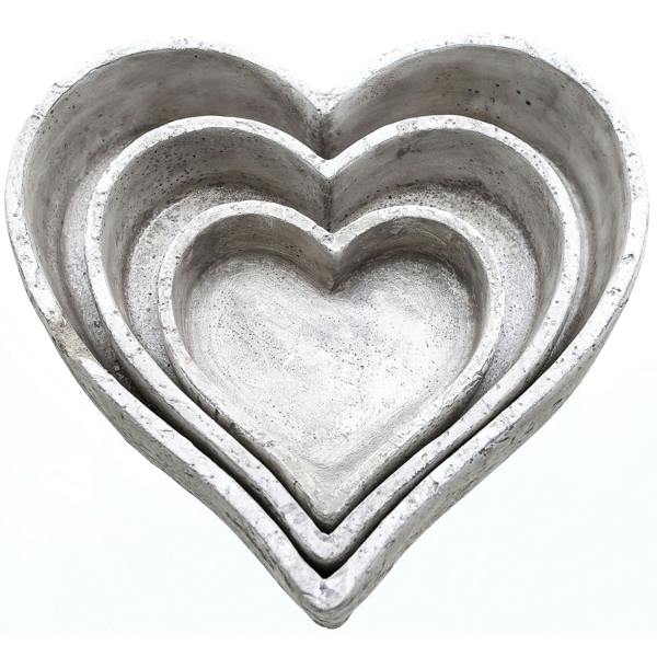 Hill Interiors Heart Decorative Dish (Pack of 3) - Stone - 