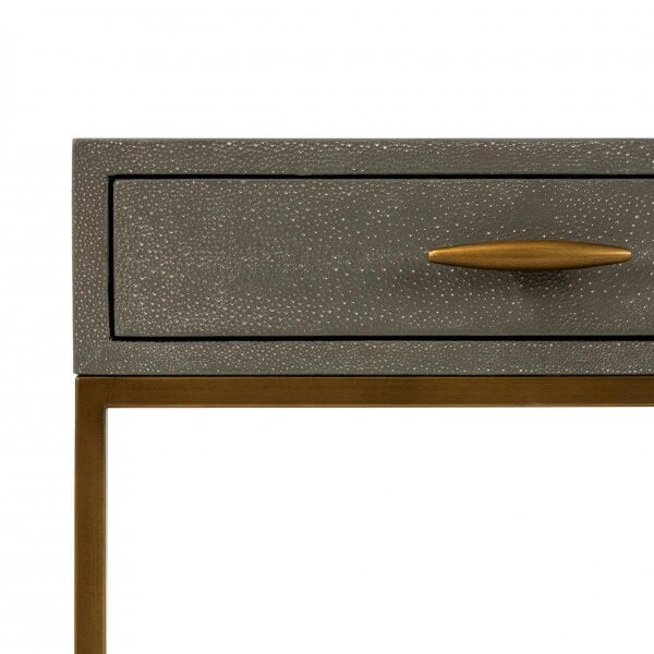 Wyld Haus Mandalo Taupe Shagreen and Brass One Drawer Side Table