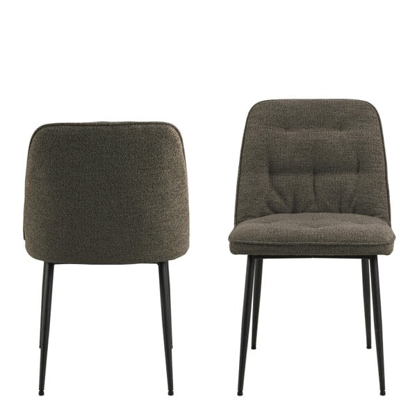 Wyld Haus Buttonfern Set of 2 Vintage Brown Diamond Upholstered Dining Chairs