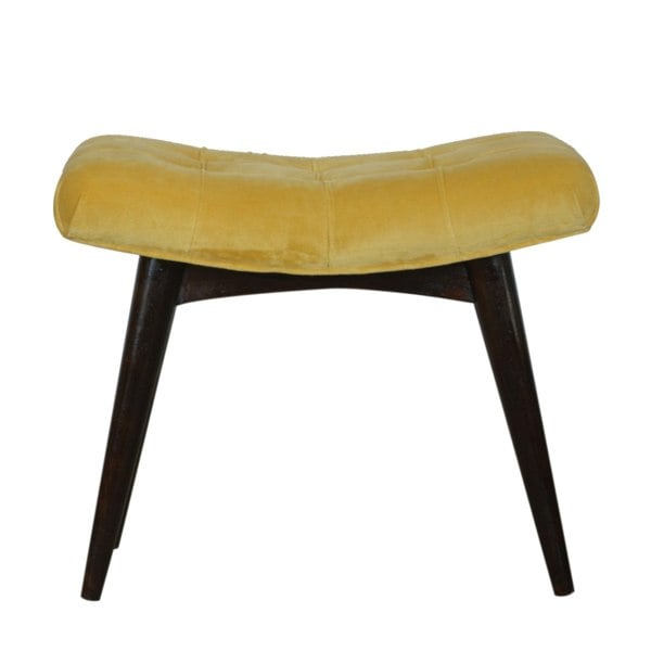 Artisan Furniture Mustard Cotton Velvet Curved Bench