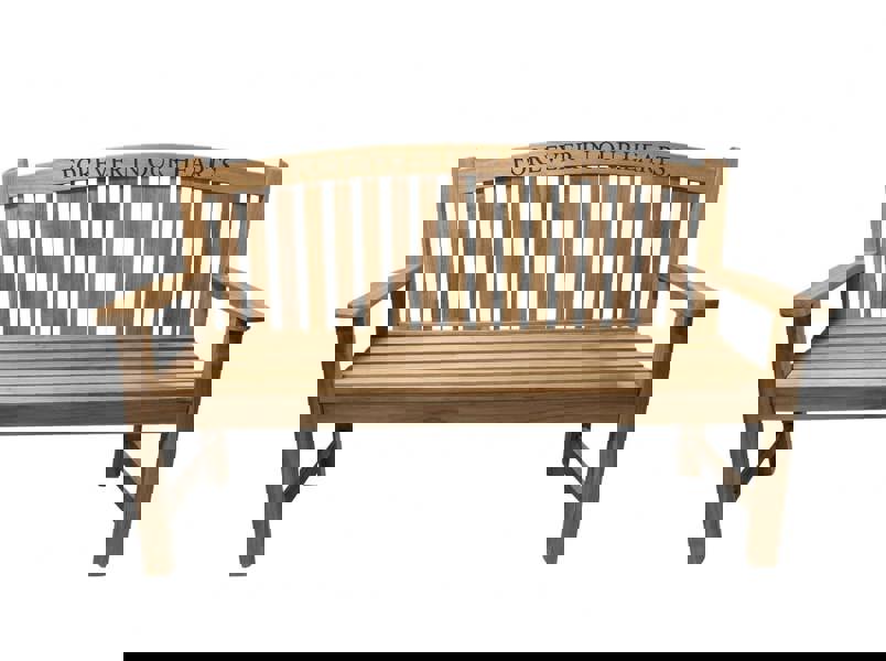 Memorials Direct Bowback Teak Memorial Bench – Engraved Directly Into the Wood