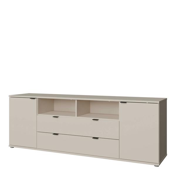 Furniture To Go Ganymede Wide TV Unit with Open Shelving, 2 Drawers & 2 Doors in Sand