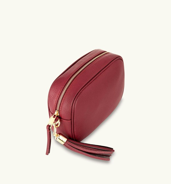 Apatchy London The Tassel Leather Crossbody Bag - Cherry Red