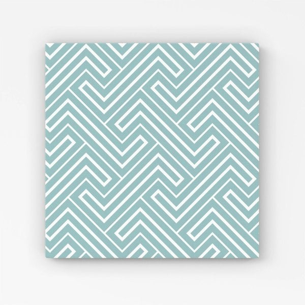 Warren Reed Blue And White Geometric Pattern Canvas