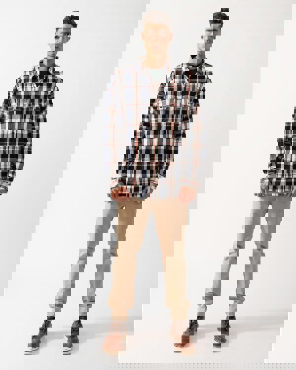 GANT Mens Heavy Twill Check Overshirt - 433 Evening Blue